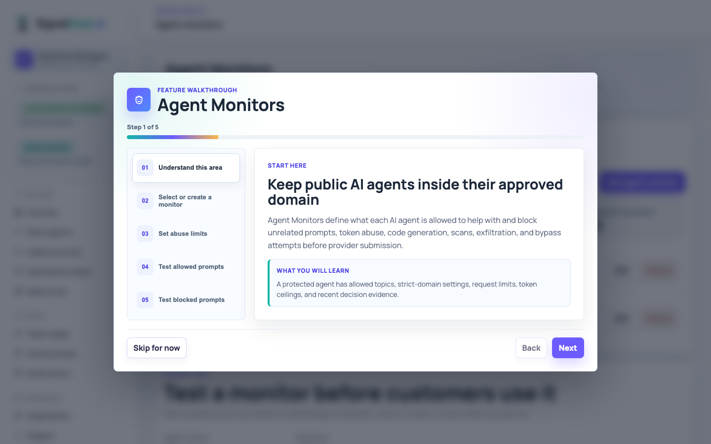 Agent monitors screen